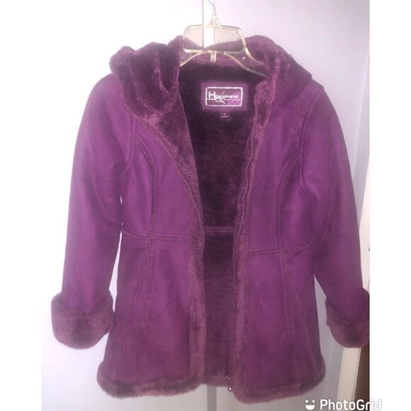 Hemisphere Faux Suede  Purple Girl’s Coat 14 - Picture 2 of 9